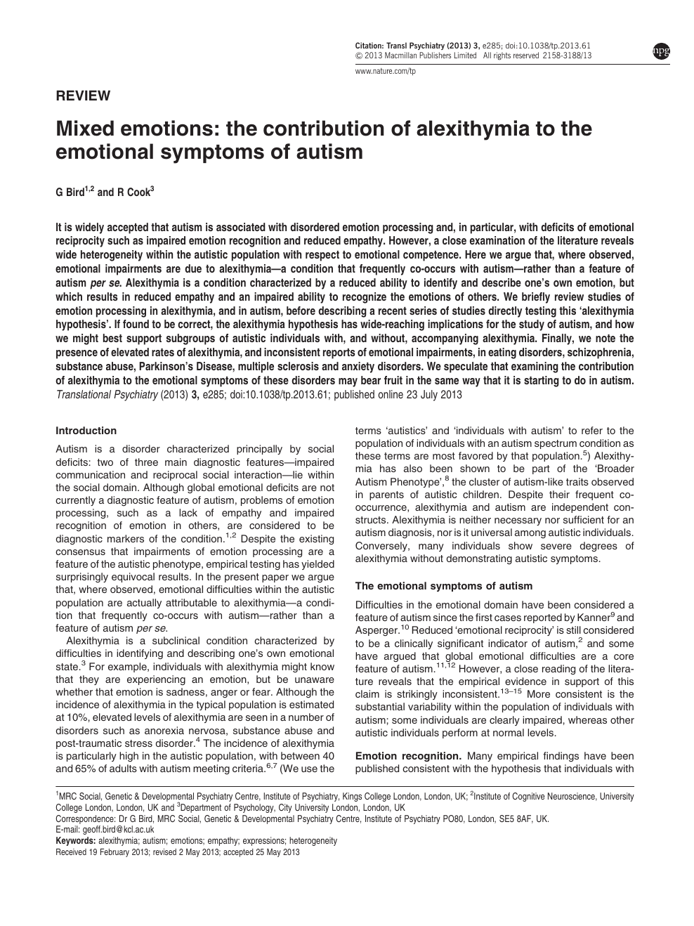 Mixed Emotions The Contribution Of Alexithymia To The Emotional Symptoms Of Autism Topic Of Research Paper In Clinical Medicine Download Scholarly Article Pdf And Read For Free On Cyberleninka Open Science