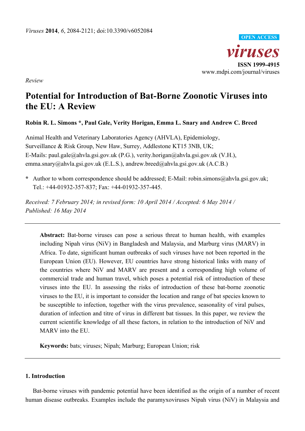 Potential For Introduction Of Bat Borne Zoonotic Viruses Into The Eu A Review Topic Of Research Paper In Biological Sciences Download Scholarly Article Pdf And Read For Free On Cyberleninka Open Science