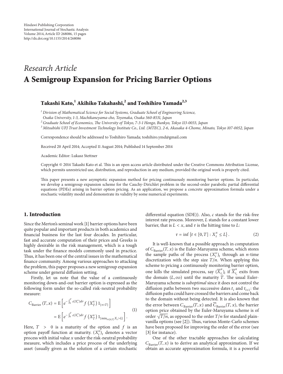 A Semigroup Expansion For Pricing Barrier Options Topic Of Research Paper In Mathematics Download Scholarly Article Pdf And Read For Free On Cyberleninka Open Science Hub