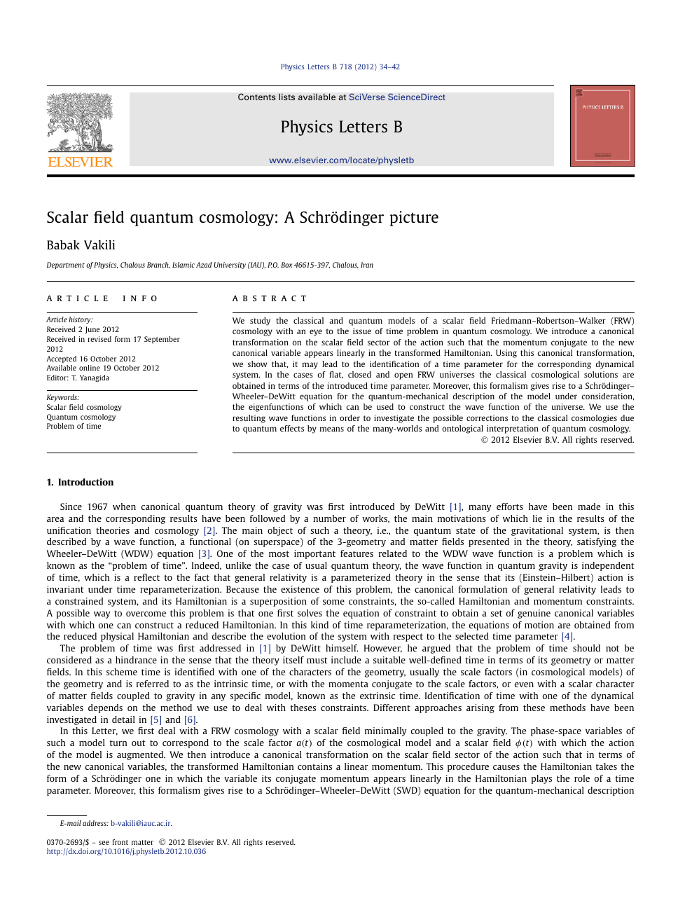 Scalar Field Quantum Cosmology A Schrodinger Picture Topic Of Research Paper In Physical Sciences Download Scholarly Article Pdf And Read For Free On Cyberleninka Open Science Hub