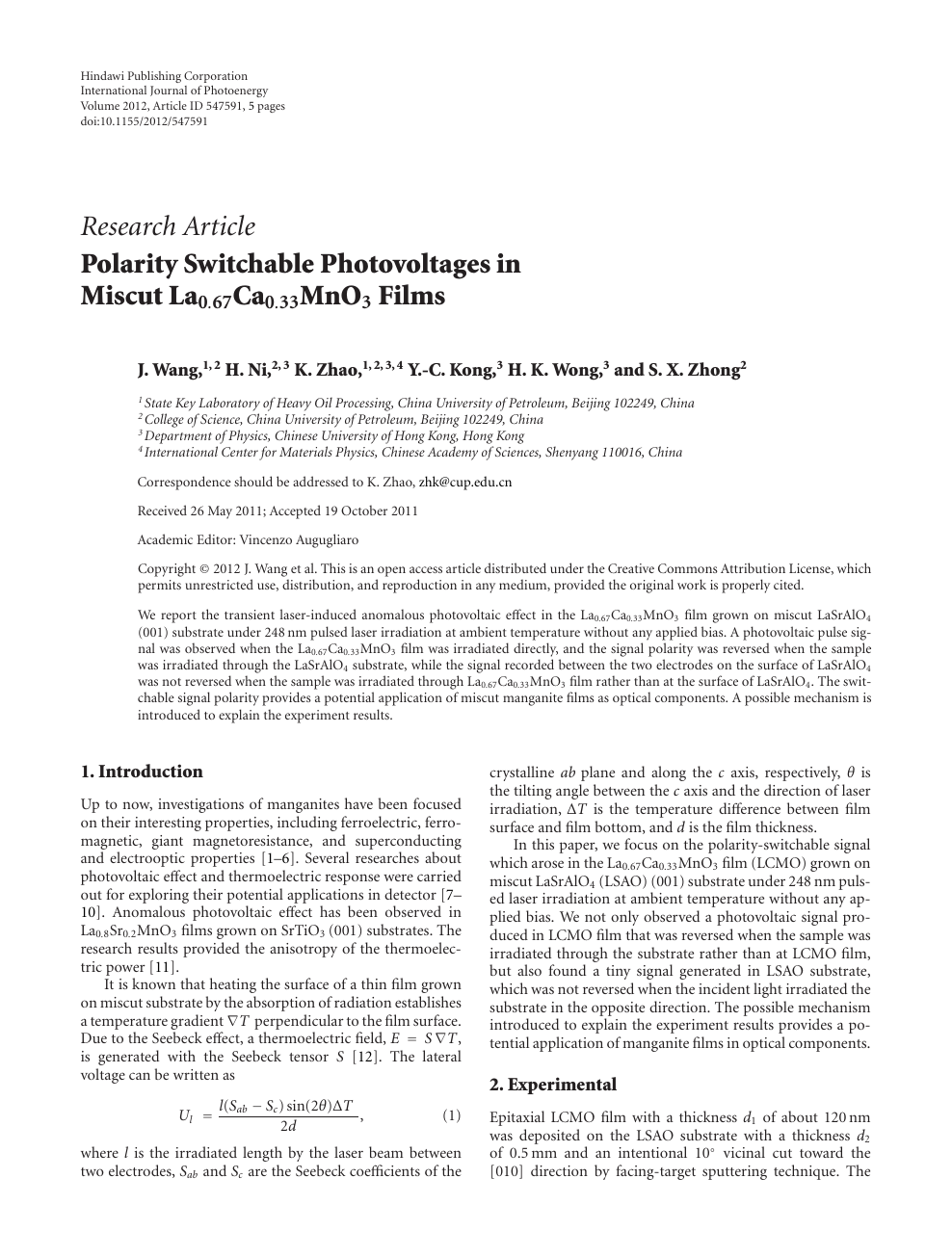 Polarity Switchable Photovoltages In Miscut La0 67ca0 33mno3 Films Topic Of Research Paper In Nano Technology Download Scholarly Article Pdf And Read For Free On Cyberleninka Open Science Hub
