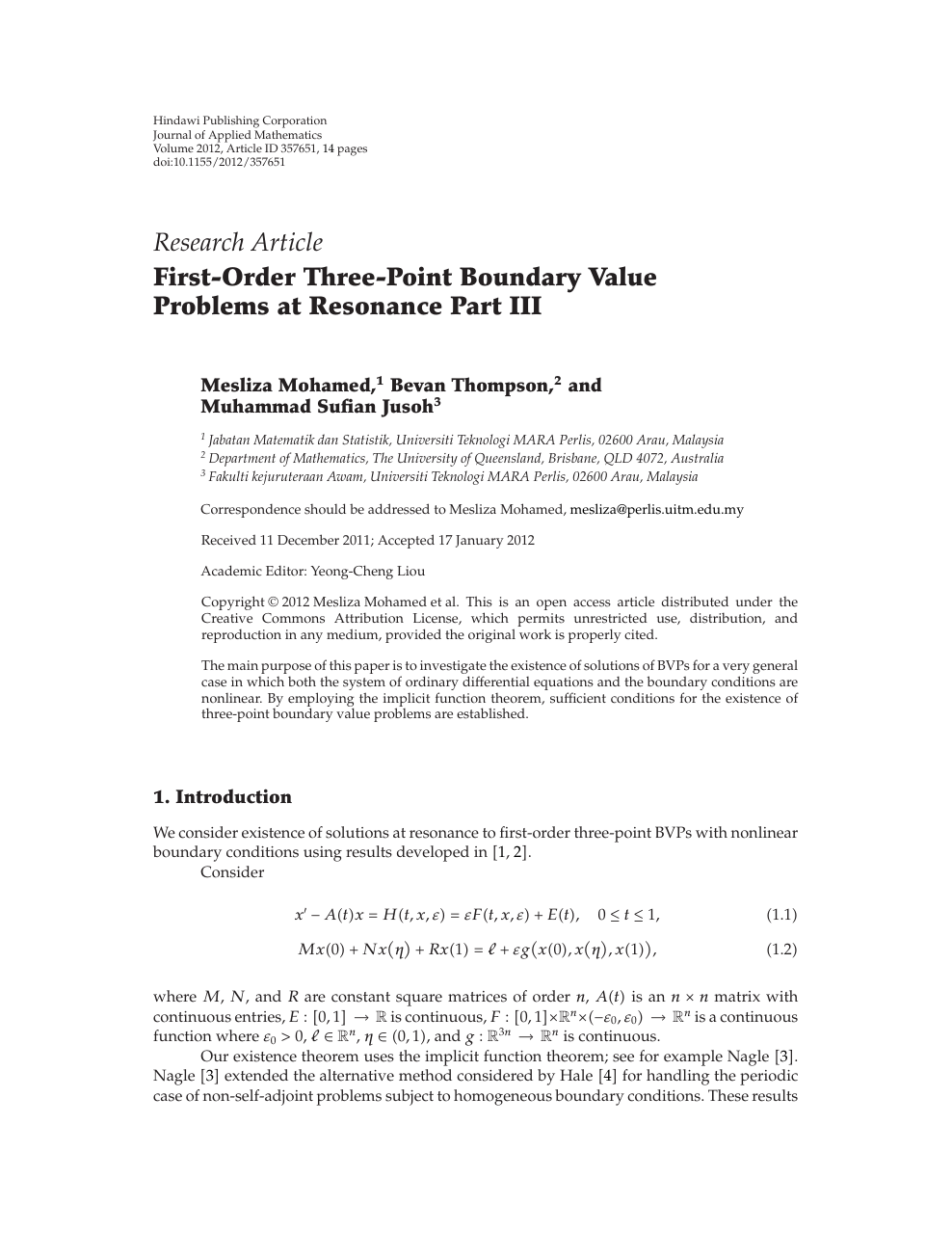 First Order Three Point Boundary Value Problems At Resonance Part Iii Topic Of Research Paper In Mathematics Download Scholarly Article Pdf And Read For Free On Cyberleninka Open Science Hub