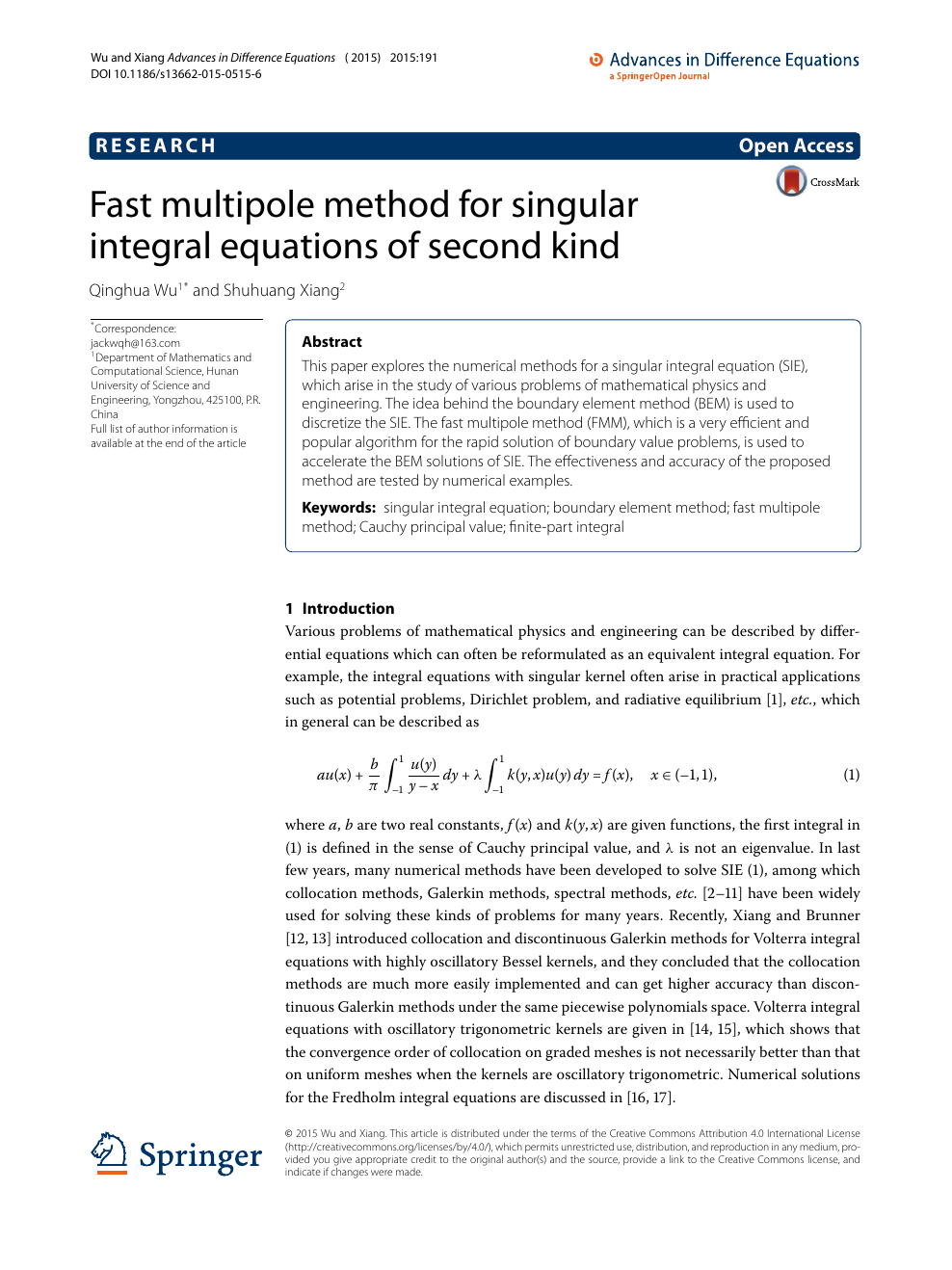 Fast Multipole Method For Singular Integral Equations Of Second Kind Topic Of Research Paper In Mathematics Download Scholarly Article Pdf And Read For Free On Cyberleninka Open Science Hub