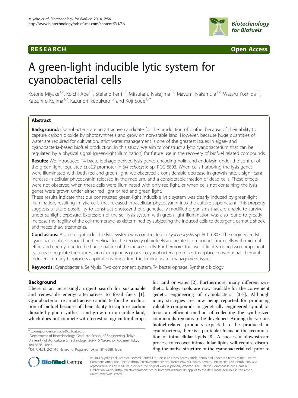 A Green Light Inducible Lytic System For Cyanobacterial Cells Topic Of Research Paper In Biological Sciences Download Scholarly Article Pdf And Read For Free On Cyberleninka Open Science Hub