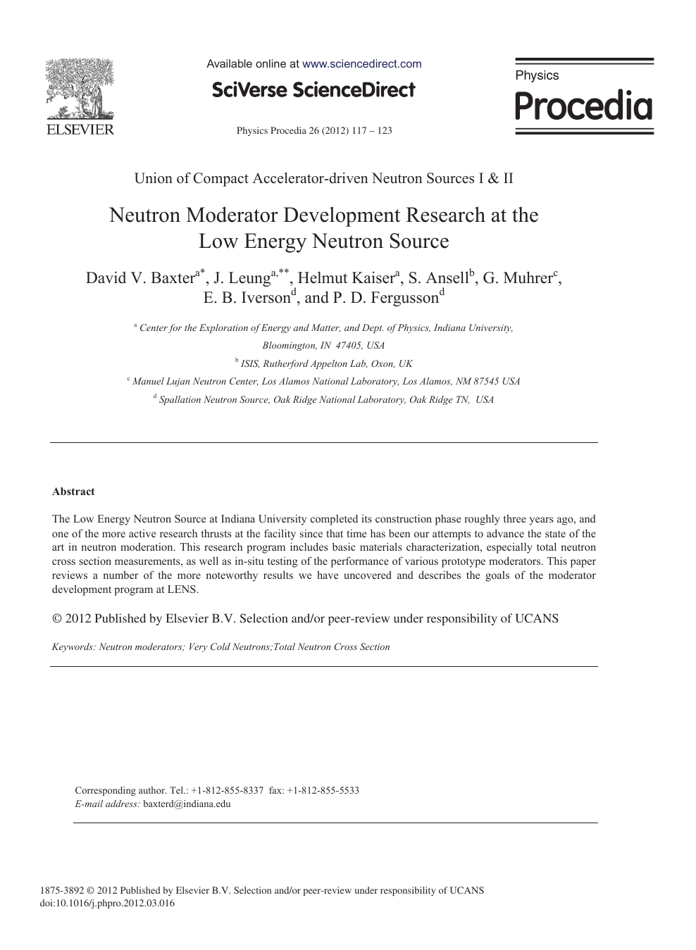 Neutron Moderator Development Research At The Low Energy Neutron Source Topic Of Research Paper In Physical Sciences Download Scholarly Article Pdf And Read For Free On Cyberleninka Open Science Hub