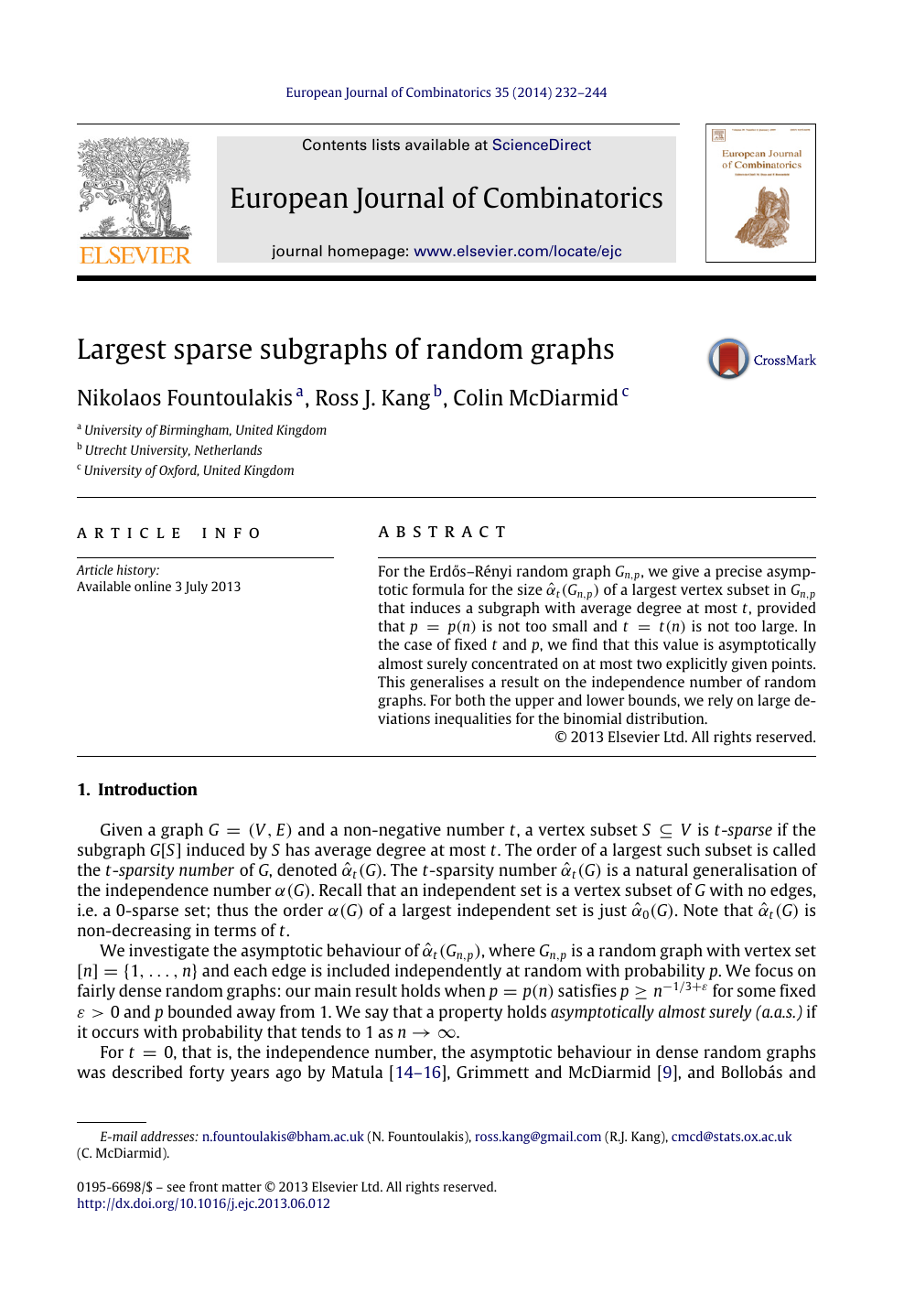 Largest Sparse Subgraphs Of Random Graphs Topic Of Research Paper In Physical Sciences Download Scholarly Article Pdf And Read For Free On Cyberleninka Open Science Hub