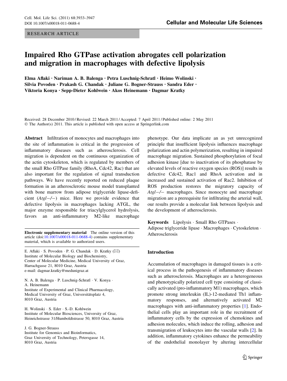 Impaired Rho Gtpase Activation Abrogates Cell Polarization And Migration In Macrophages With Defective Lipolysis Topic Of Research Paper In Biological Sciences Download Scholarly Article Pdf And Read For Free On Cyberleninka