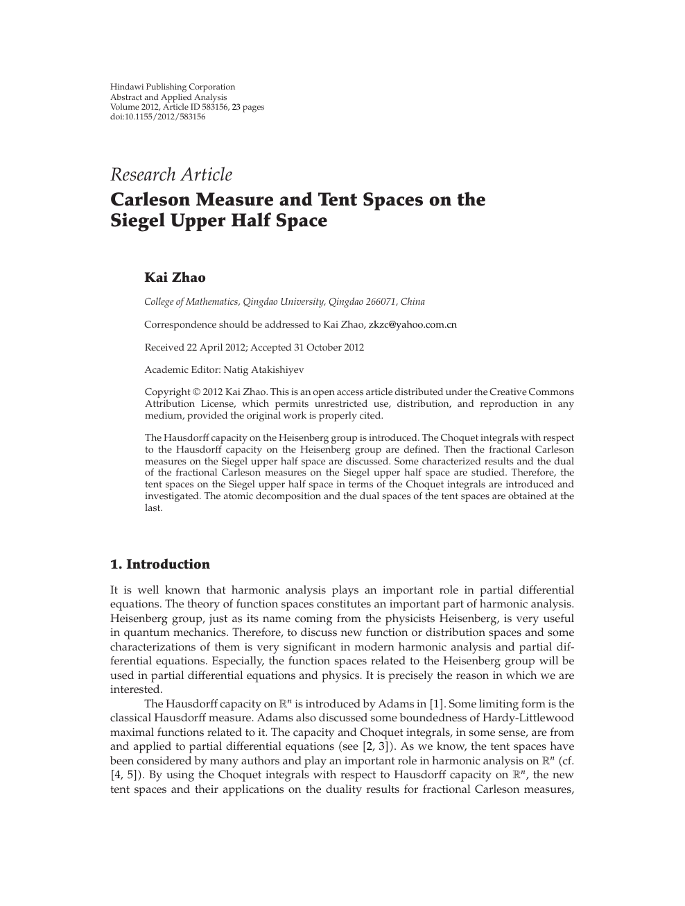 Carleson Measure And Tent Spaces On The Siegel Upper Half Space Topic Of Research Paper In Mathematics Download Scholarly Article Pdf And Read For Free On Cyberleninka Open Science Hub
