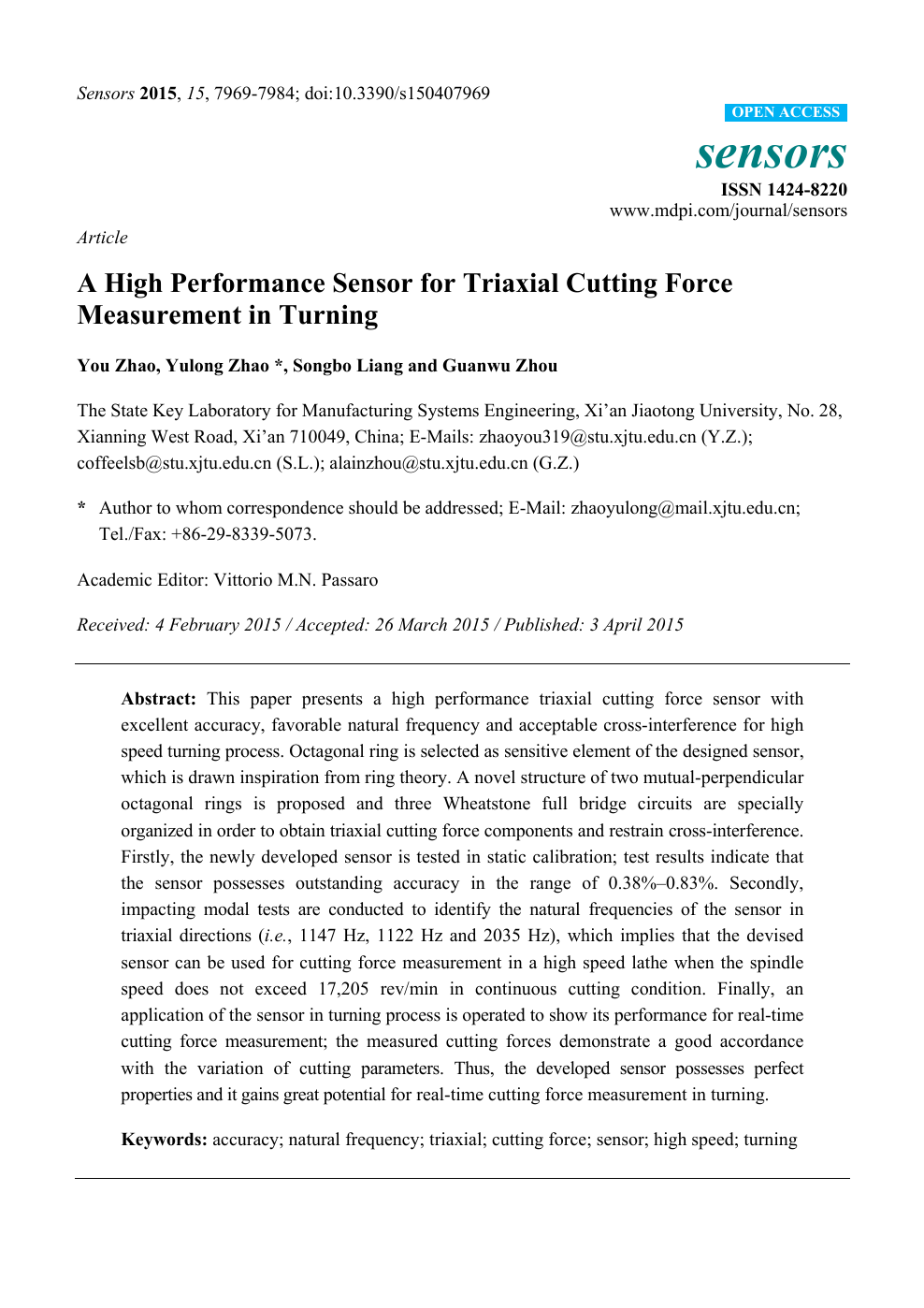 A High Performance Sensor For Triaxial Cutting Force Measurement In Turning Topic Of Research Paper In Mechanical Engineering Download Scholarly Article Pdf And Read For Free On Cyberleninka Open Science Hub