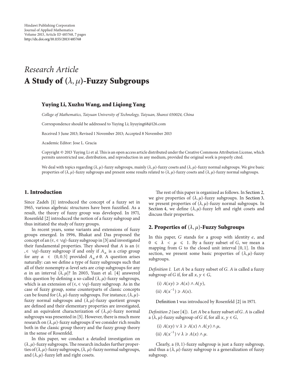 A Study Of Fuzzy Subgroups Topic Of Research Paper In Mathematics Download Scholarly Article Pdf And Read For Free On Cyberleninka Open Science Hub