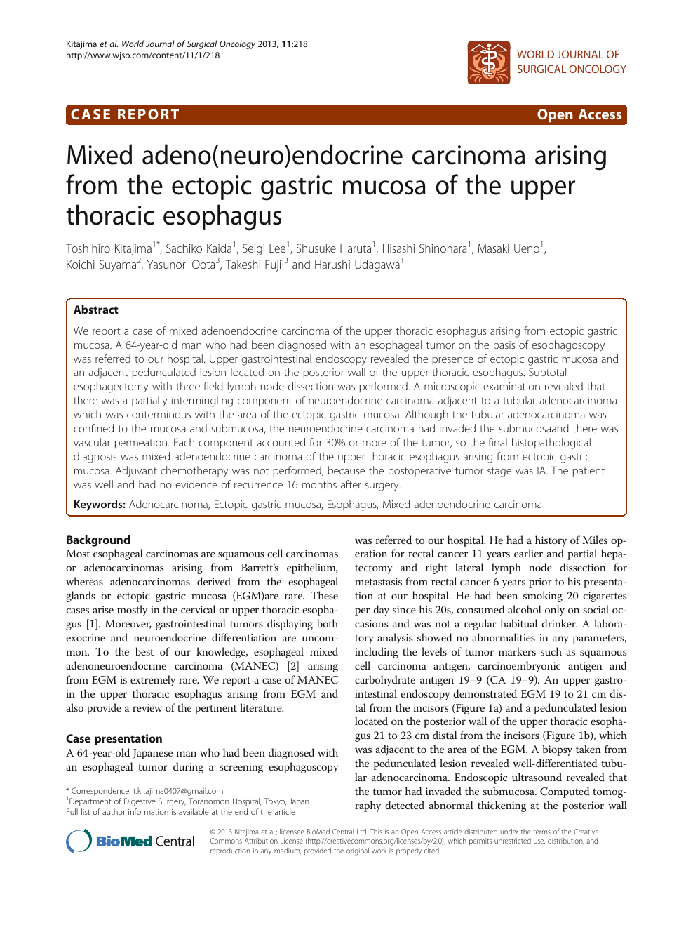 Mixed Adeno Neuro Endocrine Carcinoma Arising From The Ectopic Gastric Mucosa Of The Upper Thoracic Esophagus Topic Of Research Paper In Clinical Medicine Download Scholarly Article Pdf And Read For Free On Cyberleninka