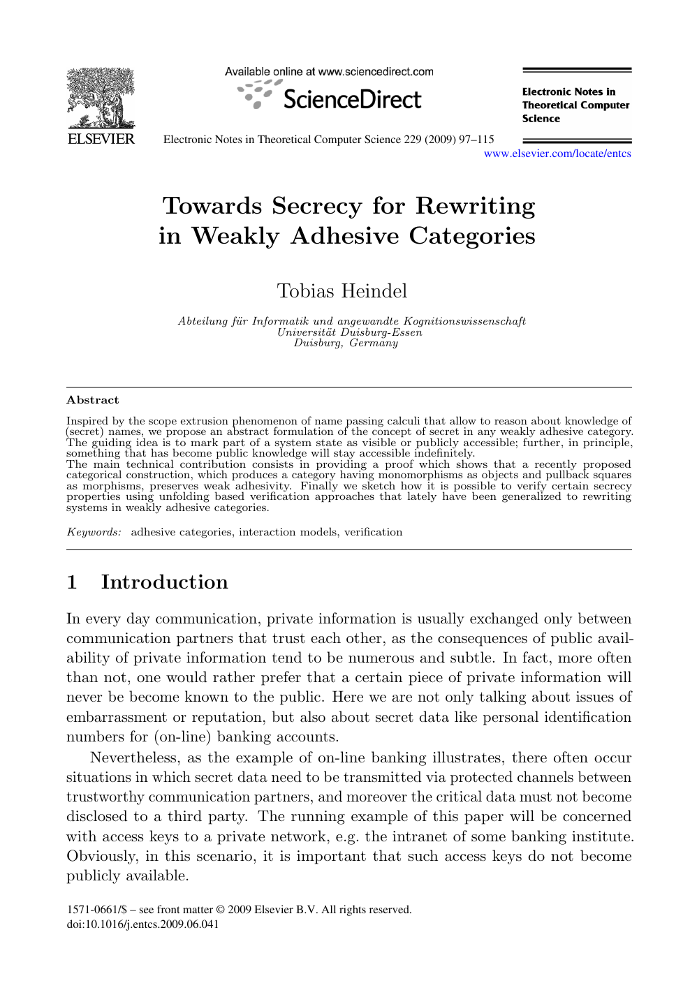 Towards Secrecy For Rewriting In Weakly Adhesive Categories Topic Of Research Paper In Computer And Information Sciences Download Scholarly Article Pdf And Read For Free On Cyberleninka Open Science Hub