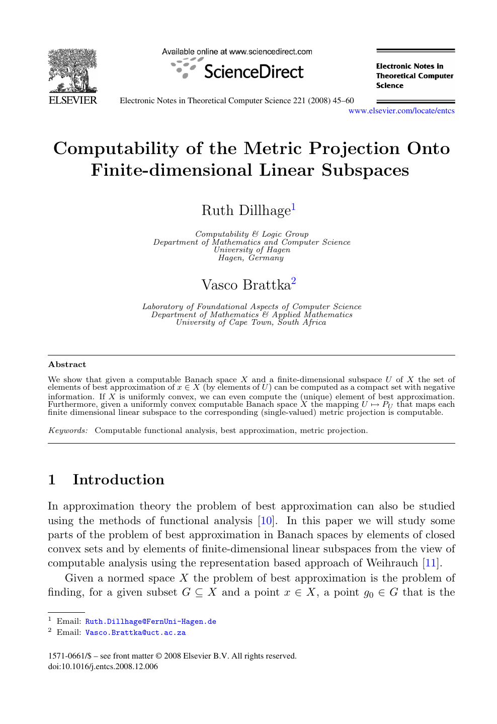 Computability Of The Metric Projection Onto Finite Dimensional Linear Subspaces Topic Of Research Paper In Mathematics Download Scholarly Article Pdf And Read For Free On Cyberleninka Open Science Hub
