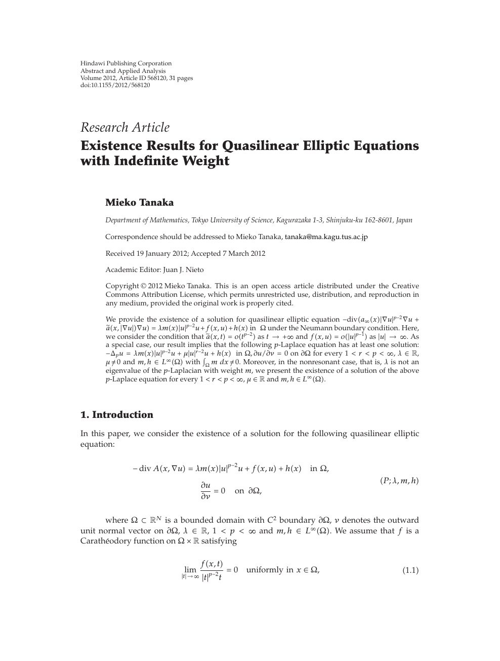 Existence Results For Quasilinear Elliptic Equations With Indefinite Weight Topic Of Research Paper In Mathematics Download Scholarly Article Pdf And Read For Free On Cyberleninka Open Science Hub