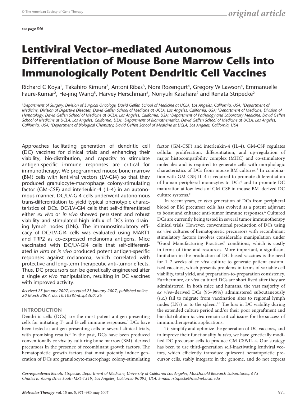 Lentiviral Vector Mediated Autonomous Differentiation Of Mouse Bone Marrow Cells Into Immunologically Potent Dendritic Cell Vaccines Topic Of Research Paper In Biological Sciences Download Scholarly Article Pdf And Read For Free On