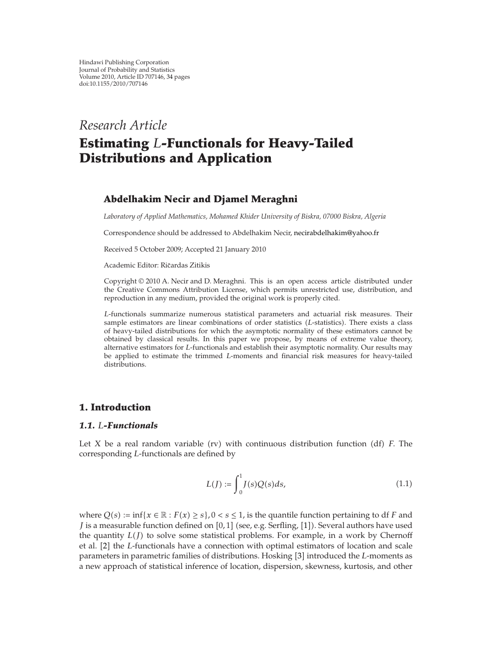 Estimating 𝐿 Functionals For Heavy Tailed Distributions And Application Topic Of Research Paper In Mathematics Download Scholarly Article Pdf And Read For Free On Cyberleninka Open Science Hub