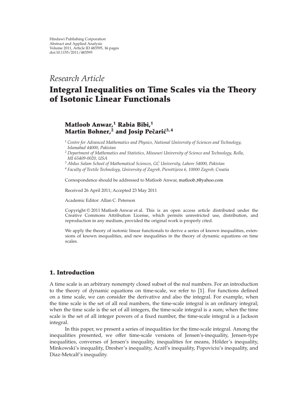Integral Inequalities On Time Scales Via The Theory Of Isotonic Linear Functionals Topic Of Research Paper In Mathematics Download Scholarly Article Pdf And Read For Free On Cyberleninka Open Science Hub