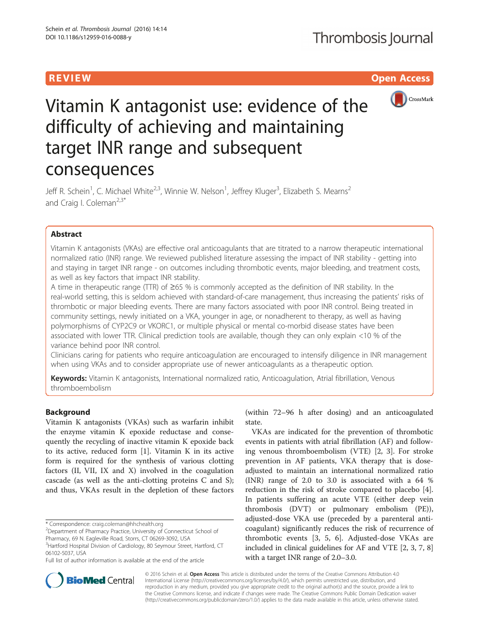 Vitamin K Antagonist Use Evidence Of The Difficulty Of Achieving And Maintaining Target Inr Range And Subsequent Consequences Topic Of Research Paper In Clinical Medicine Download Scholarly Article Pdf And Read