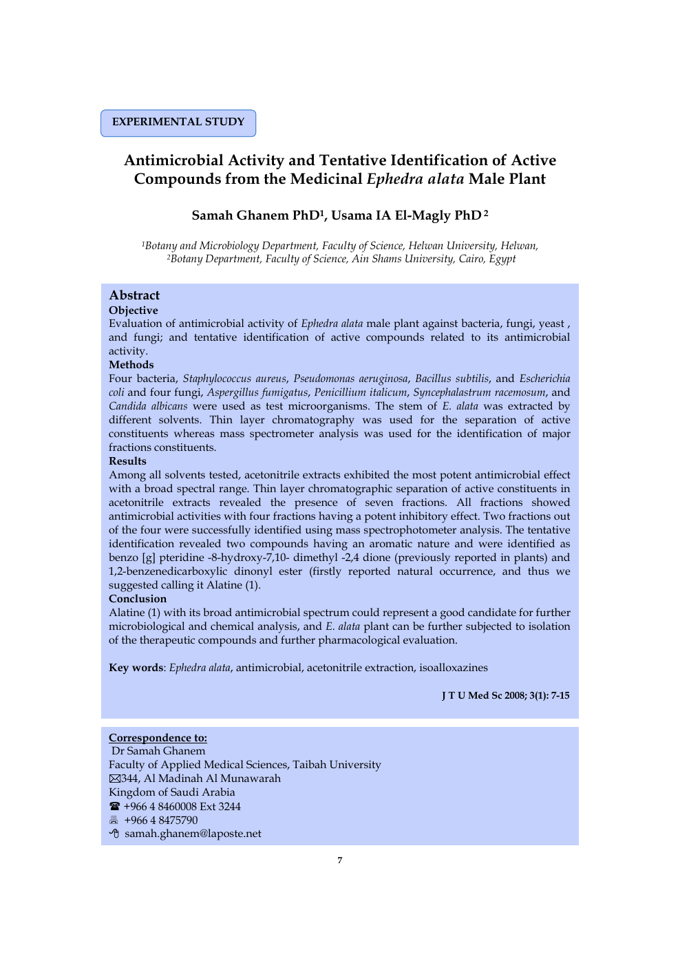 Antimicrobial Activity And Tentative Identification Of Active