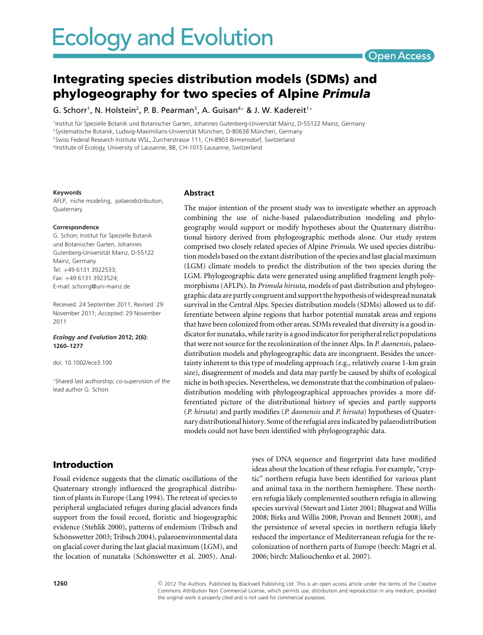 Integrating Species Distribution Models Sdms And Phylogeography For Two Species Of Alpine Primula Topic Of Research Paper In Biological Sciences Download Scholarly Article Pdf And Read For Free On Cyberleninka Open