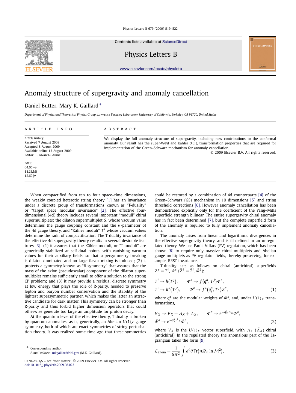 Anomaly Structure Of Supergravity And Anomaly Cancellation Topic Of Research Paper In Physical Sciences Download Scholarly Article Pdf And Read For Free On Cyberleninka Open Science Hub