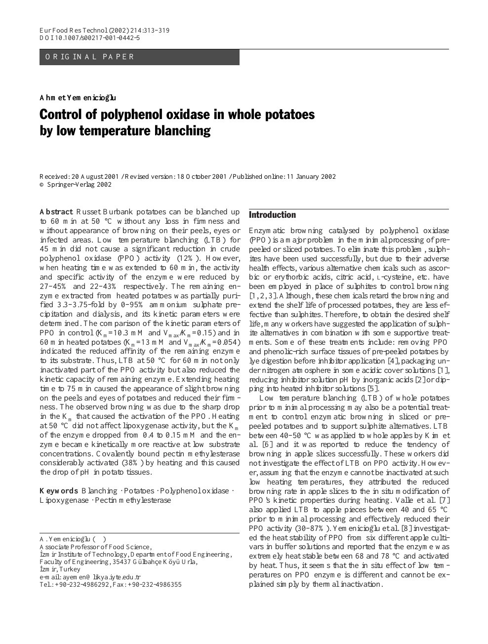 catechol oxidase and potato extract