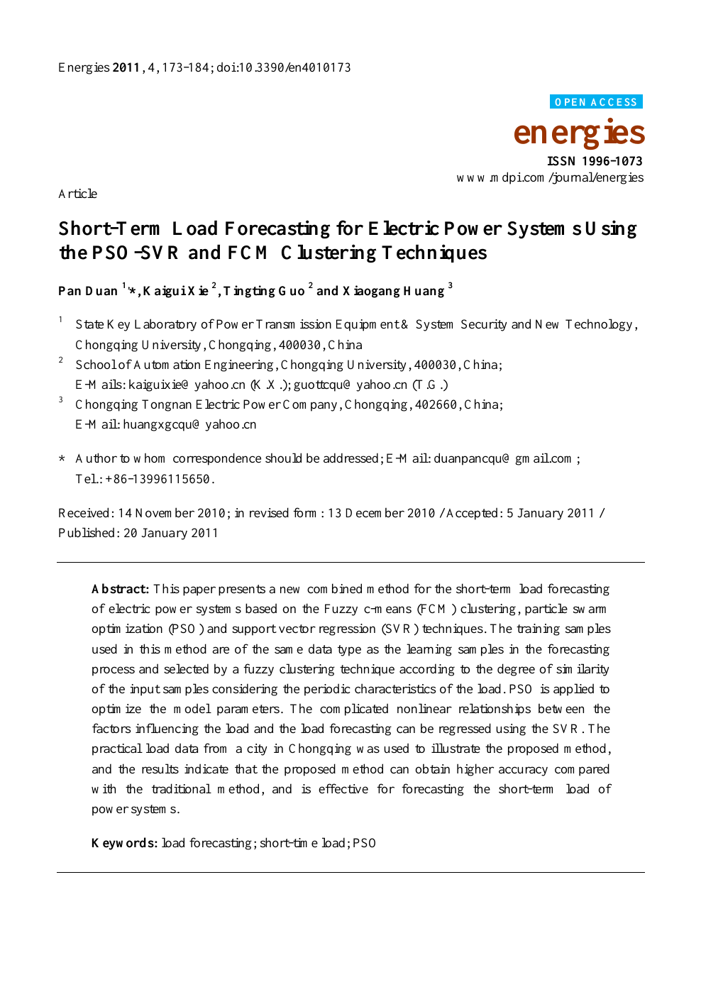 Short Term Load Forecasting For Electric Power Systems Using The Pso Svr And Fcm Clustering Techniques Topic Of Research Paper In Mathematics Download Scholarly Article Pdf And Read For Free On Cyberleninka Open
