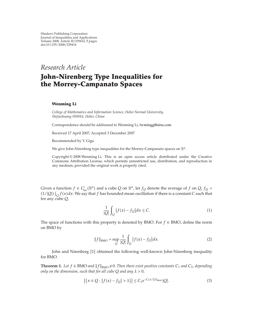 John Nirenberg Type Inequalities For The Morrey Campanato Spaces Topic Of Research Paper In Mathematics Download Scholarly Article Pdf And Read For Free On Cyberleninka Open Science Hub