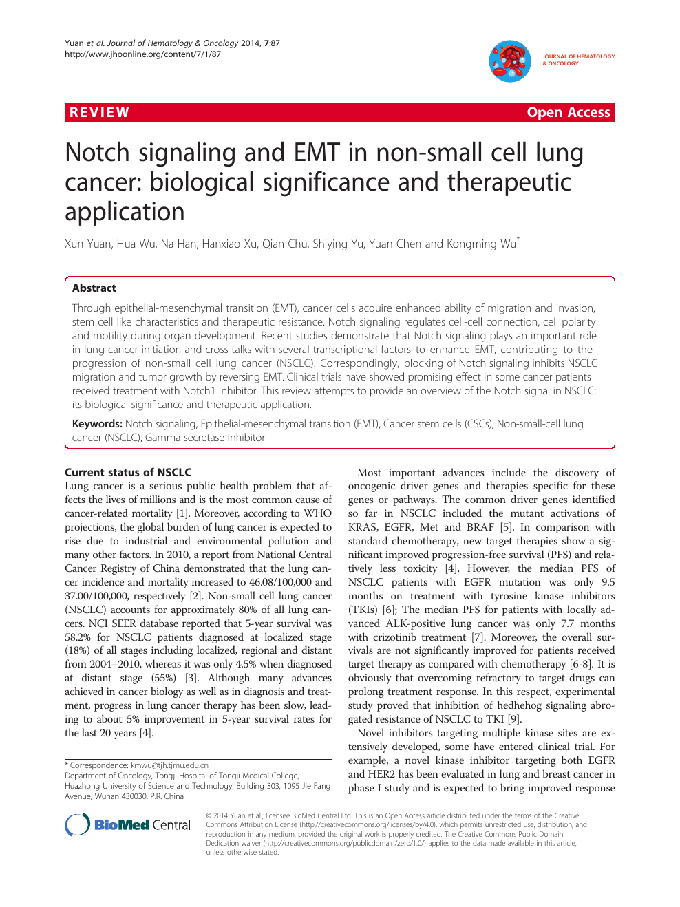 Notch Signaling And Emt In Non Small Cell Lung Cancer Biological Significance And Therapeutic Application Topic Of Research Paper In Biological Sciences Download Scholarly Article Pdf And Read For Free On Cyberleninka
