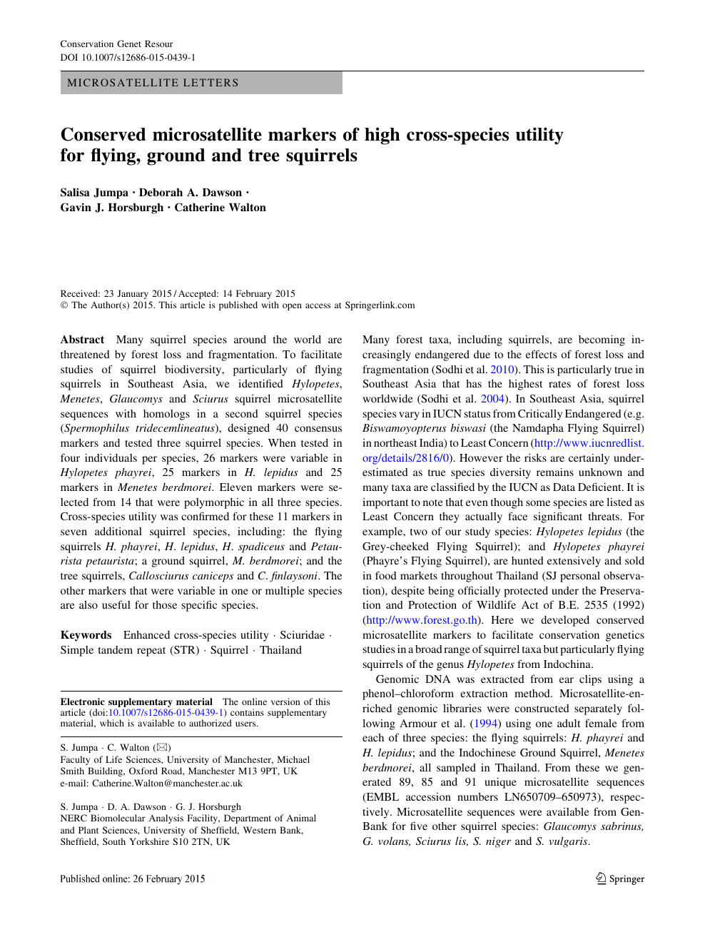 Conserved Microsatellite Markers Of High Cross Species Utility For Flying Ground And Tree Squirrels Topic Of Research Paper In Biological Sciences Download Scholarly Article Pdf And Read For Free On Cyberleninka Open
