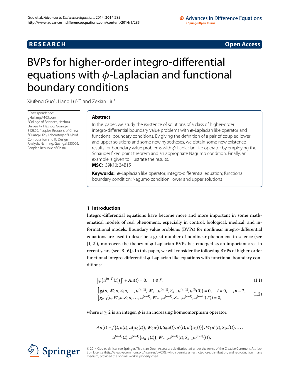 Bvps For Higher Order Integro Differential Equations With ϕ Laplacian And Functional Boundary Conditions Topic Of Research Paper In Mathematics Download Scholarly Article Pdf And Read For Free On Cyberleninka Open Science Hub