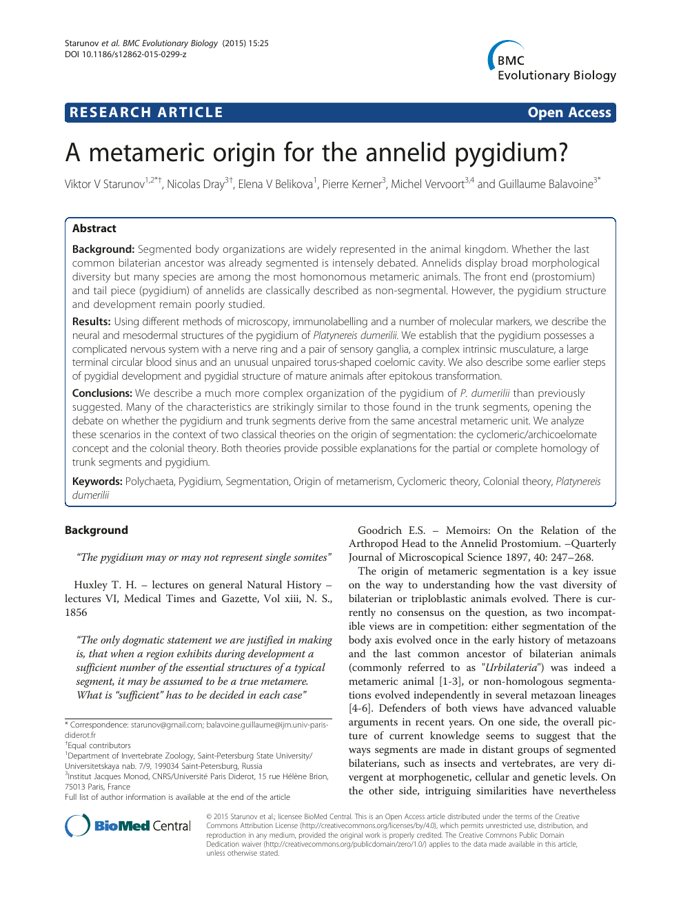 A metameric origin for the annelid pygidium? – topic of research paper in  Biological sciences. Download scholarly article PDF and read for free on  CyberLeninka open science hub.