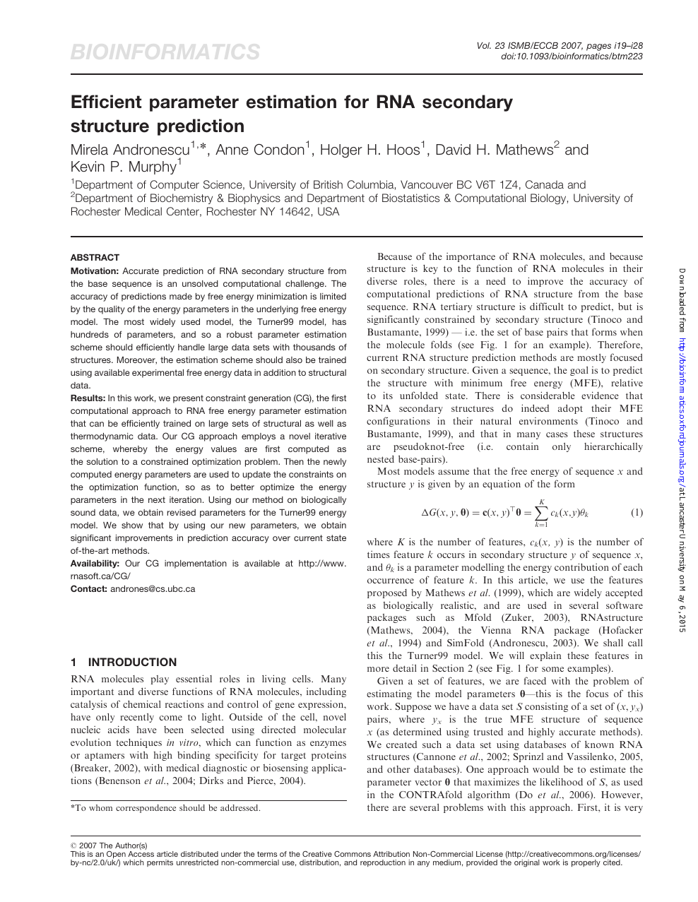 Efficient Parameter Estimation For Rna Secondary Structure Prediction Topic Of Research Paper In Biological Sciences Download Scholarly Article Pdf And Read For Free On Cyberleninka Open Science Hub