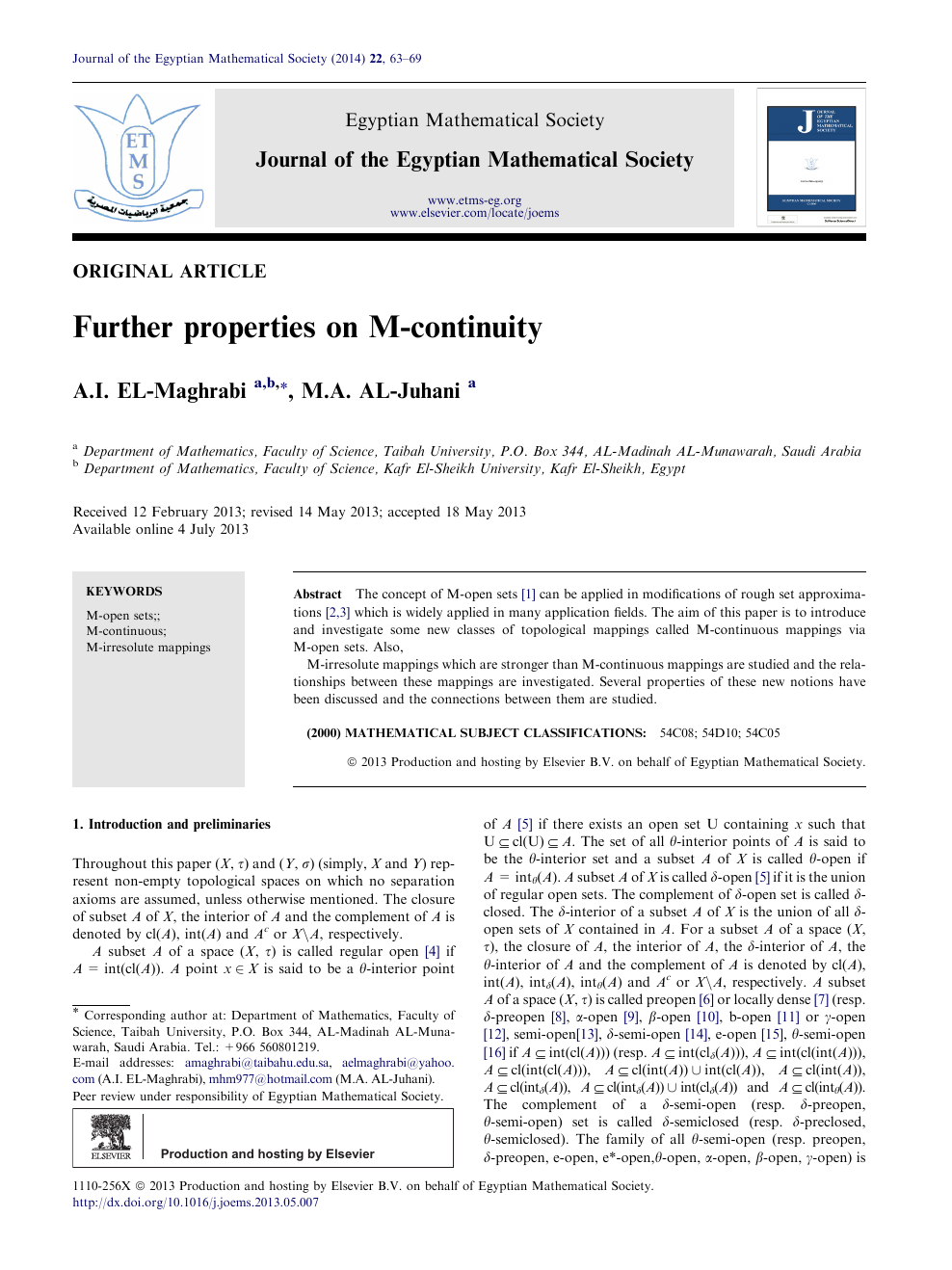Further Properties On M Continuity Topic Of Research Paper In Mathematics Download Scholarly Article Pdf And Read For Free On Cyberleninka Open Science Hub