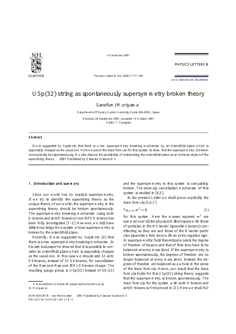 Usp 32 String As Spontaneously Supersymmetry Broken Theory Topic Of Research Paper In Physical Sciences Download Scholarly Article Pdf And Read For Free On Cyberleninka Open Science Hub