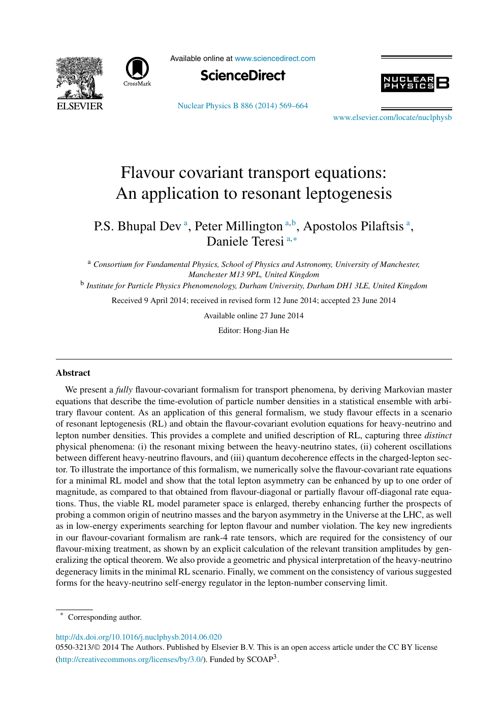 Flavour covariant transport equations: An application to resonant