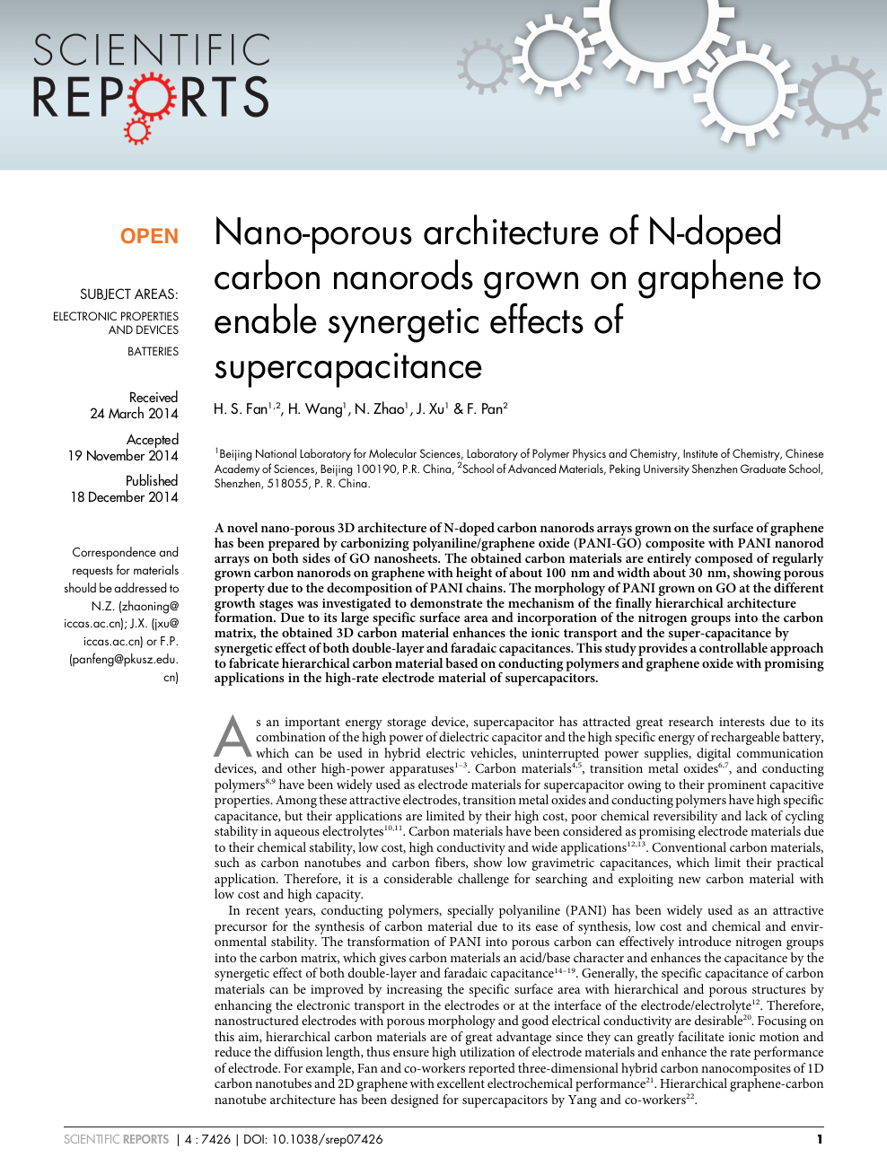 Nano Porous Architecture Of N Doped Carbon Nanorods Grown On Graphene To Enable Synergetic Effects Of Supercapacitance Topic Of Research Paper In Nano Technology Download Scholarly Article Pdf And Read For Free On Cyberleninka