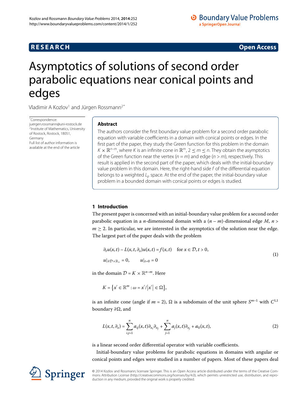 Asymptotics Of Solutions Of Second Order Parabolic Equations Near Conical Points And Edges Topic Of Research Paper In Mathematics Download Scholarly Article Pdf And Read For Free On Cyberleninka Open Science
