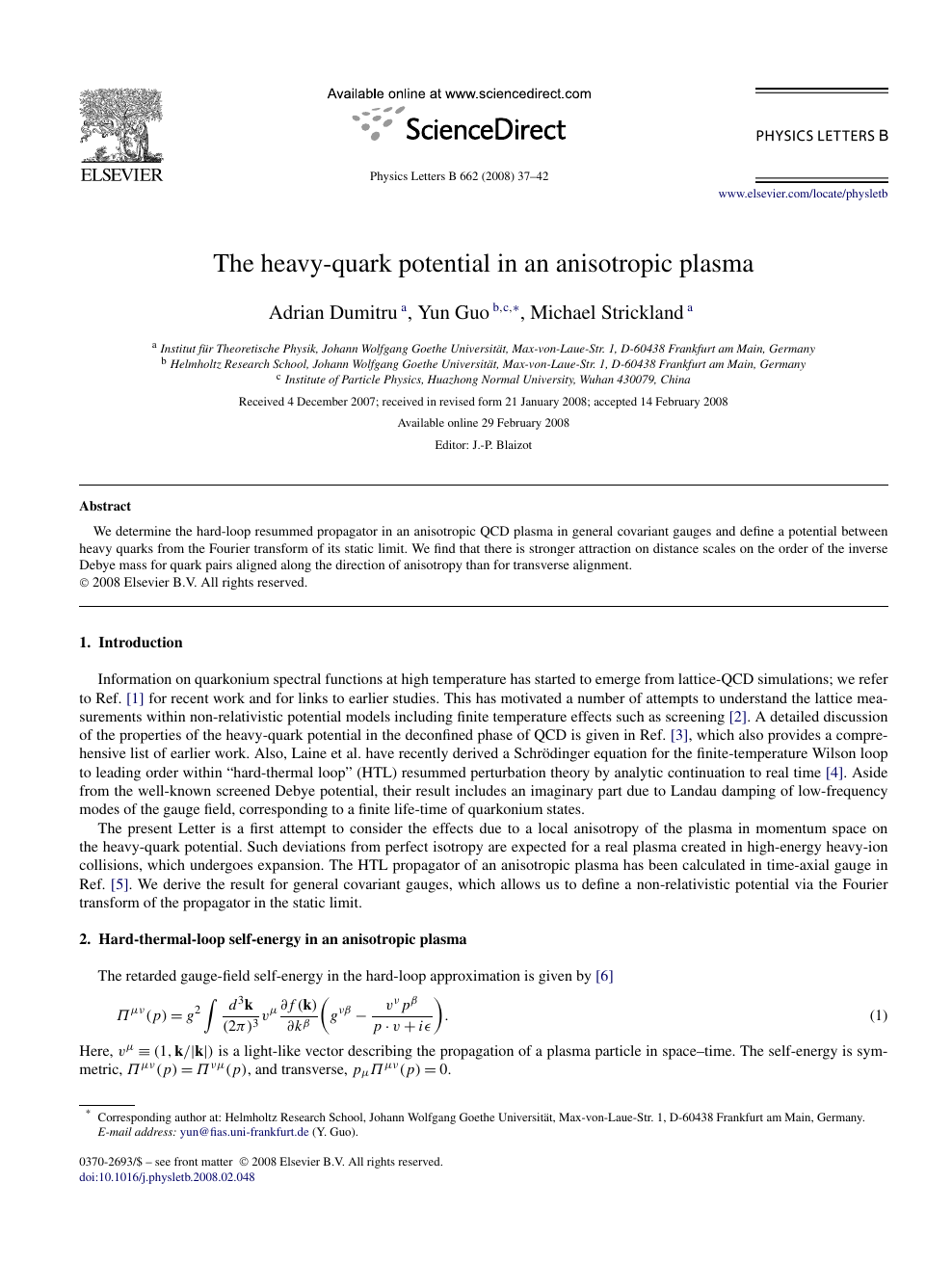 The Heavy Quark Potential In An Anisotropic Plasma Topic Of Research Paper In Physical Sciences Download Scholarly Article Pdf And Read For Free On Cyberleninka Open Science Hub