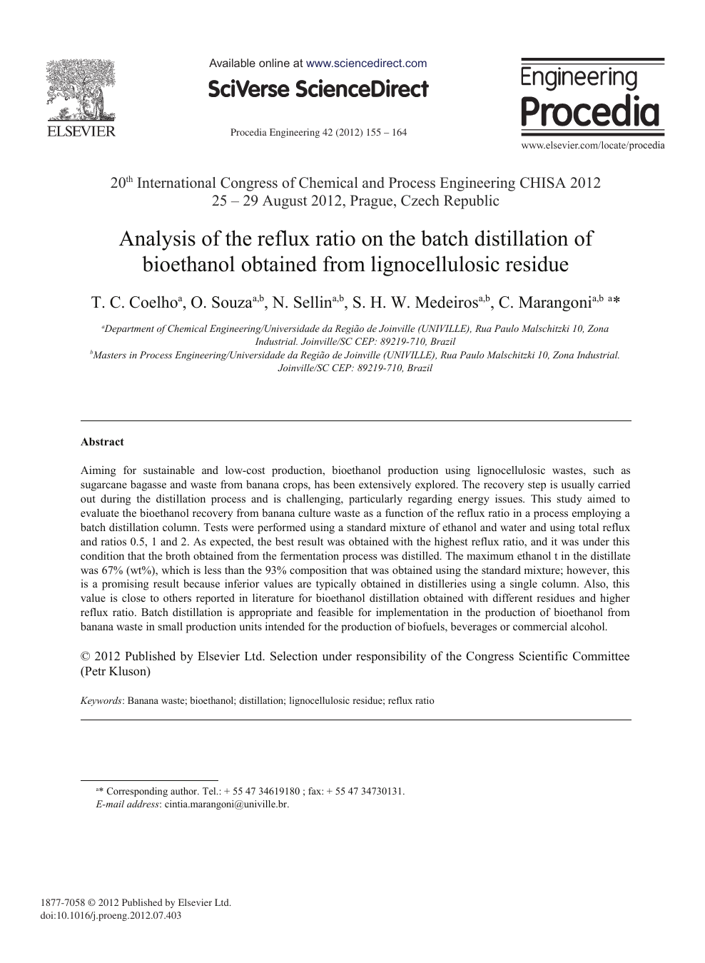 Analysis of the Reflux Ratio on the Batch Distillation of Bioethanol  Obtained from Lignocellulosic Residue – topic of research paper in  Materials engineering. Download scholarly article PDF and read for free on