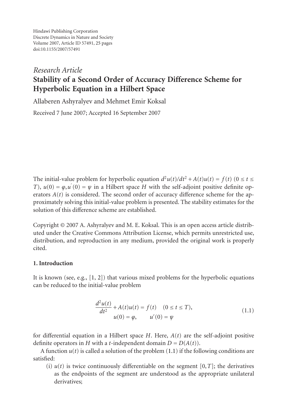 Stability Of A Second Order Of Accuracy Difference Scheme For Hyperbolic Equation In A Hilbert Space Topic Of Research Paper In Mathematics Download Scholarly Article Pdf And Read For Free On
