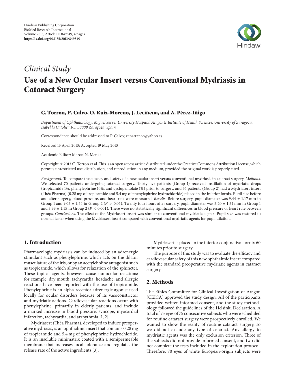 Use Of A New Ocular Insert Versus Conventional Mydriasis In Cataract Surgery Topic Of Research Paper In Clinical Medicine Download Scholarly Article Pdf And Read For Free On Cyberleninka Open Science