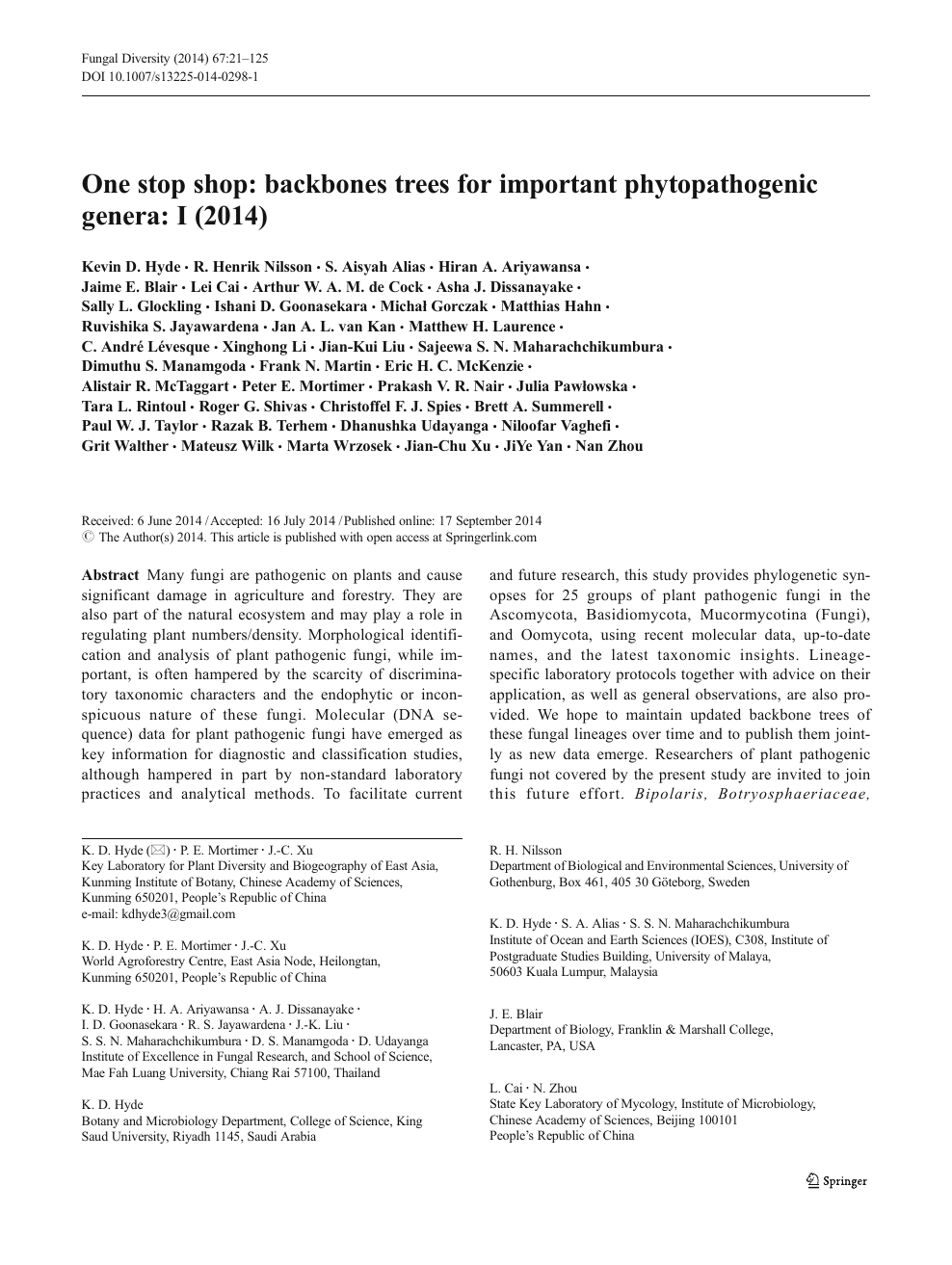 One Stop Shop Backbones Trees For Important Phytopathogenic