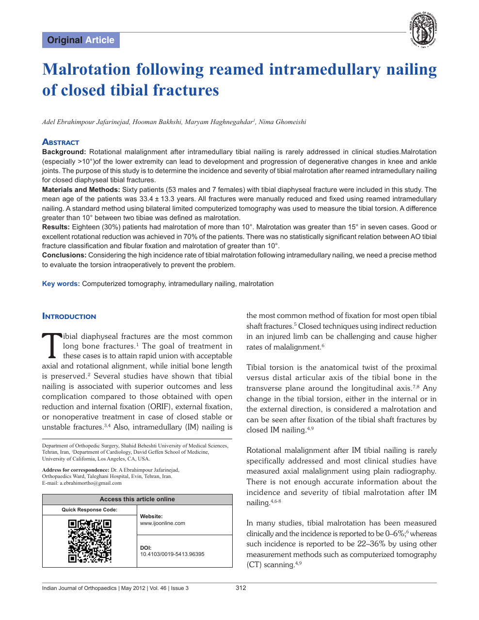 PDF] Functional Outcomes and Quality of Life Following Complex Tibial  Fractures Treated with Circular External Fixation: A Comparison between  Proximal, Midshaft, and Distal Tibial Fractures