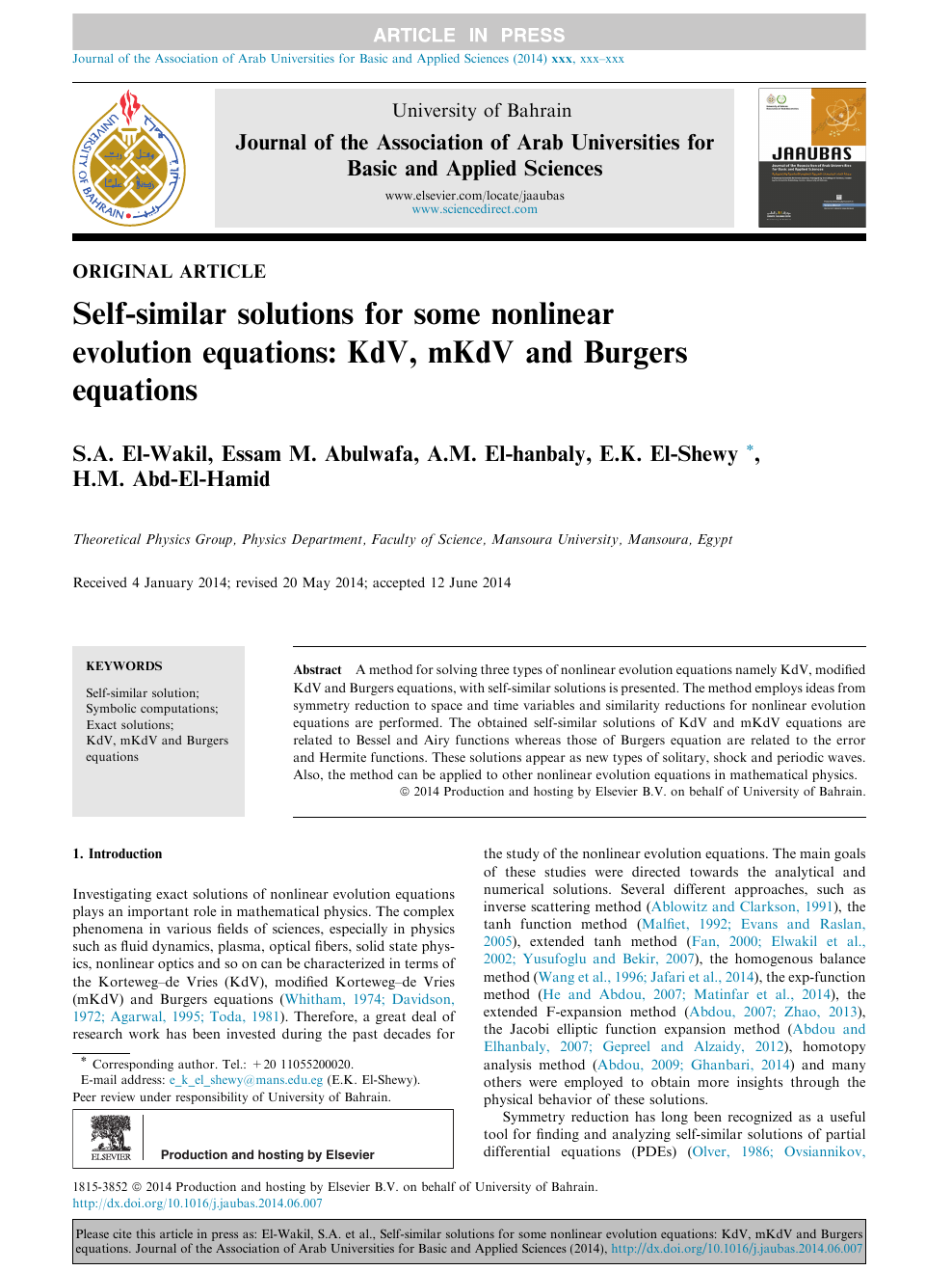 Self Similar Solutions For Some Nonlinear Evolution Equations Kdv Mkdv And Burgers Equations Topic Of Research Paper In Mathematics Download Scholarly Article Pdf And Read For Free On Cyberleninka Open Science Hub