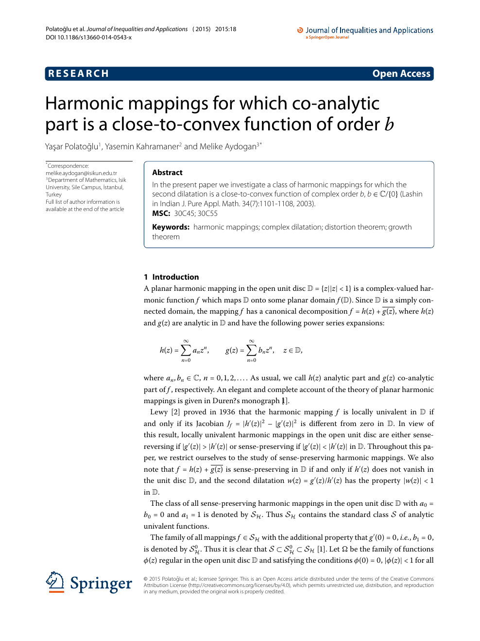 Harmonic Mappings For Which Co Analytic Part Is A Close To Convex Function Of Order B Topic Of Research Paper In Mathematics Download Scholarly Article Pdf And Read For Free On Cyberleninka Open Science