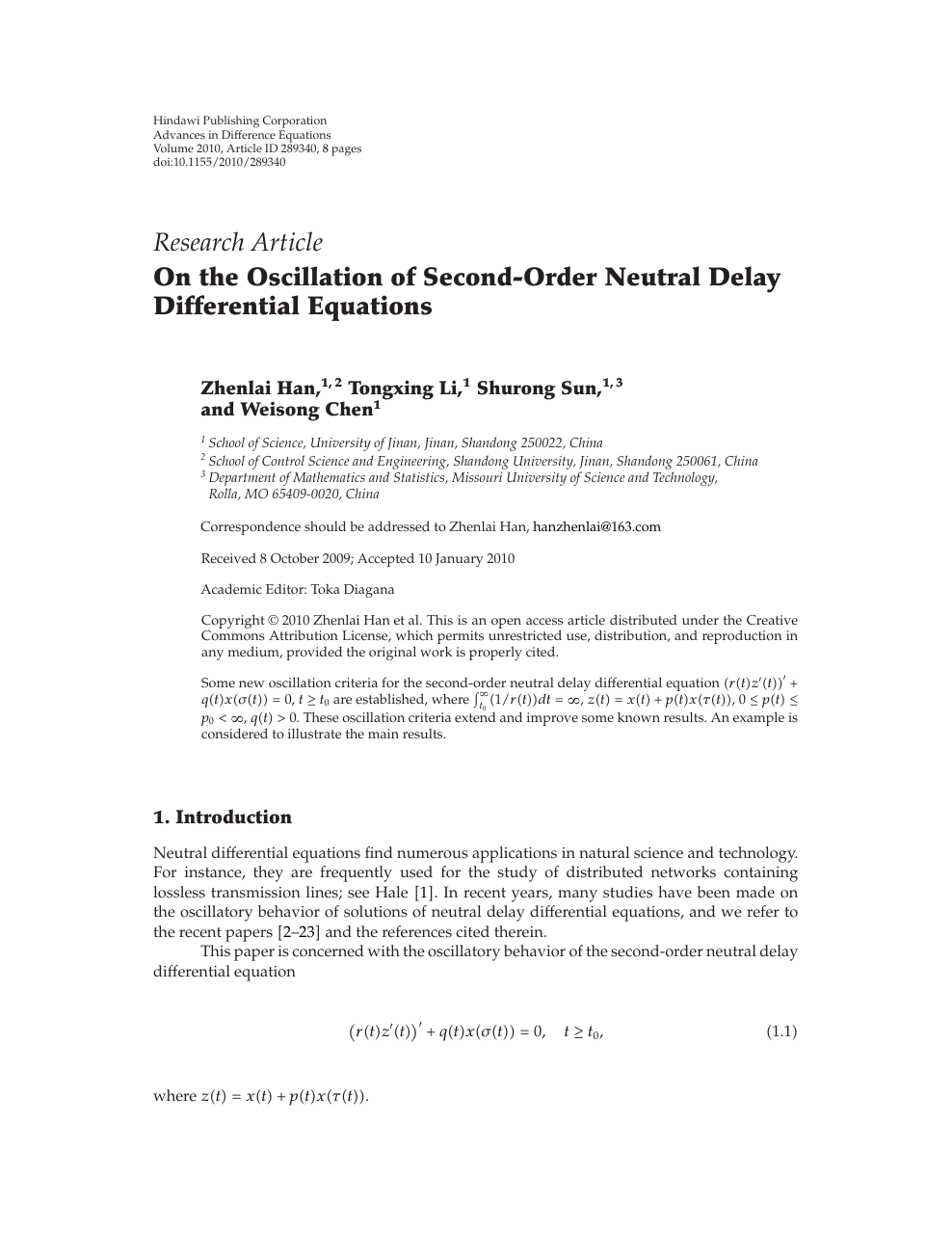 On The Oscillation Of Second Order Neutral Delay Differential Equations Topic Of Research Paper In Mathematics Download Scholarly Article Pdf And Read For Free On Cyberleninka Open Science Hub