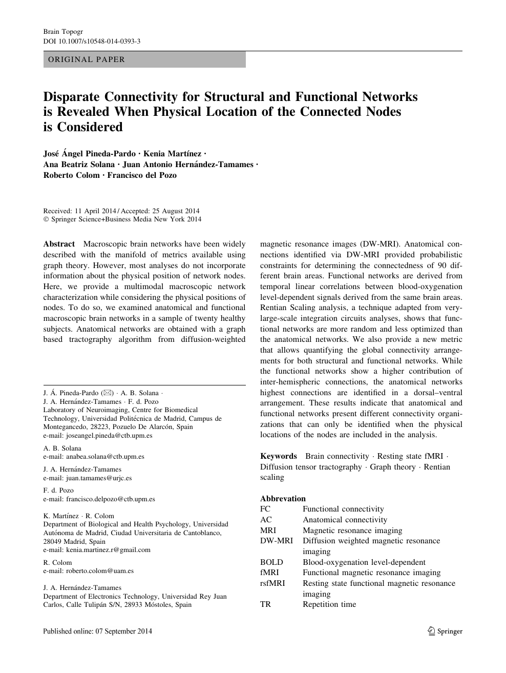 Disparate Connectivity For Structural And Functional Networks Is Revealed When Physical Location Of The Connected Nodes Is Considered Topic Of Research Paper In Clinical Medicine Download Scholarly Article Pdf And Read