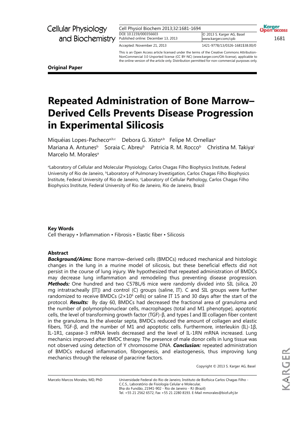 Repeated Administration Of Bone Marrow Derived Cells Prevents Disease Progression In Experimental Silicosis Topic Of Research Paper In Medical Engineering Download Scholarly Article Pdf And Read For Free On Cyberleninka Open Science