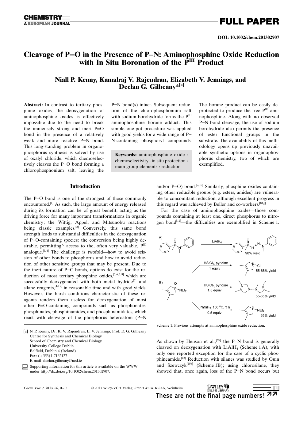 Cleavage Of P O In The Presence Of P N Aminophosphine Oxide Reduction With In Situ Boronation Of The P Iii Product Topic Of Research Paper In Chemical Sciences Download Scholarly Article Pdf